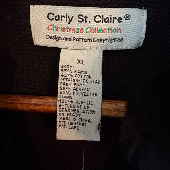 VTG Ugly Christmas Cardigan Sweater Sequined Cardinal Birds Beaded Sz XL Birder - Picture 3 of 12